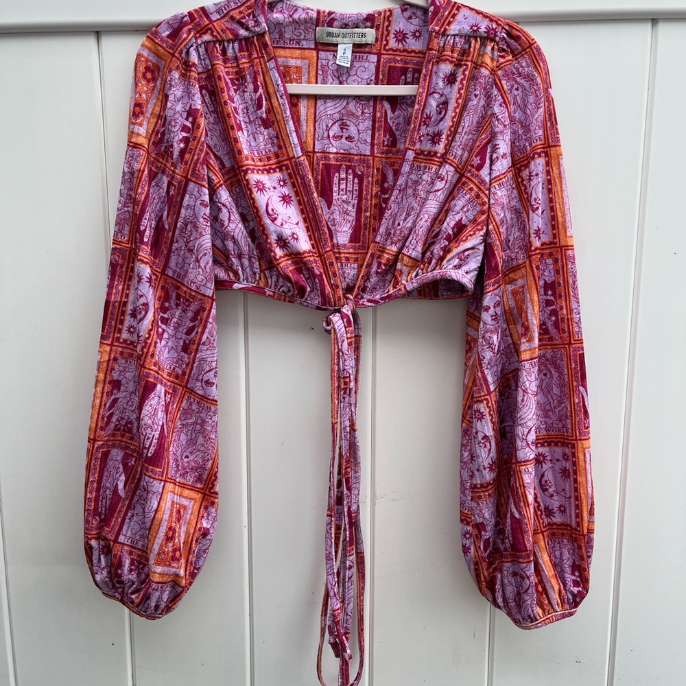 Urban Outfitters Pink and Orange Patterned Top - Picture 1 of 7